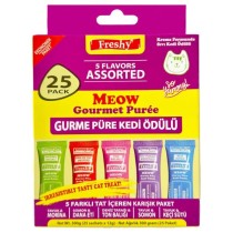 Freshy Meow Gourmet Meow Gourmet 5 Çeşit Karma Paket - Gurme Püre Kedi Ödül Maması - 25'li Paket - Toplam 300 gram